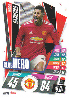 Marcus Rashford Manchester United 2020/21 Topps Match Attax CL Club Hero #MNU02